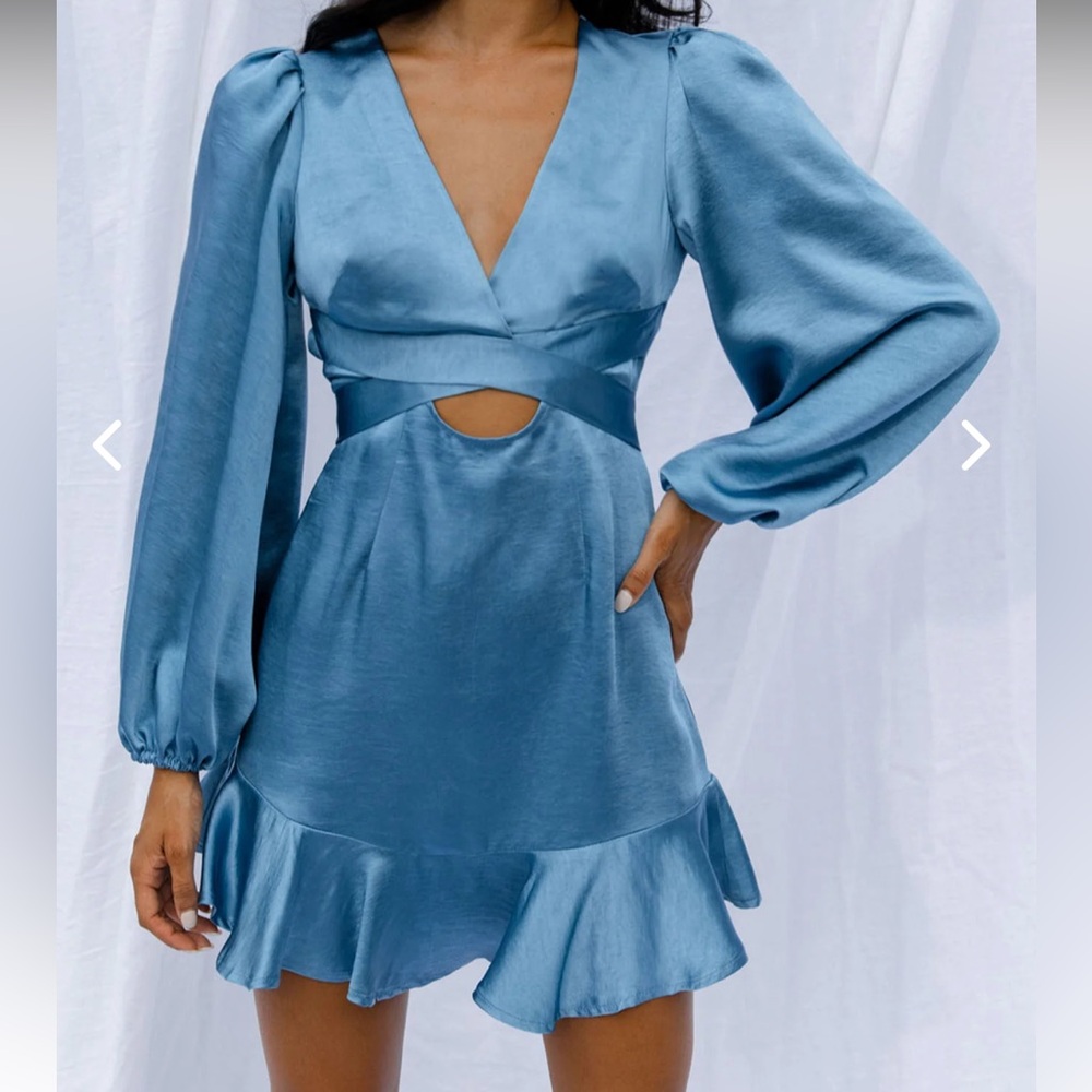 Selfie Leslie Satin Sky Mini Dress